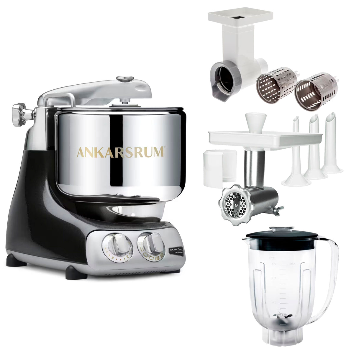 Ankarsrum Assistent Original AKM 6230 køkkenassistent i black diamond med tilbehør