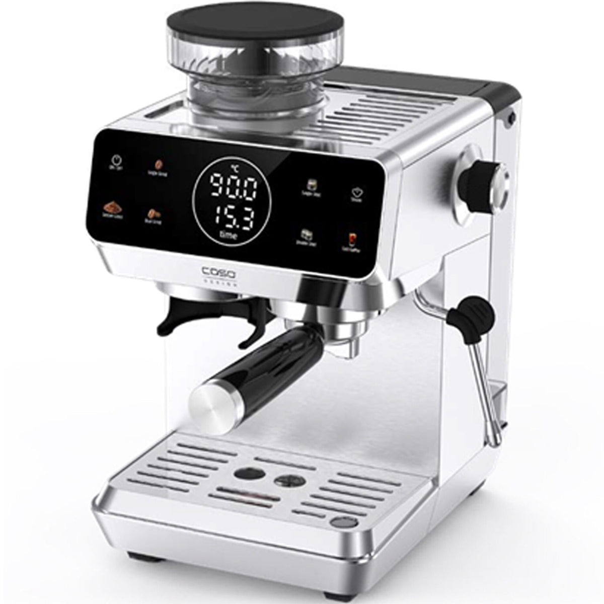Caso 1826 Espresso Gourmet espressomaskine med indbygget kværn i rustfrit stål