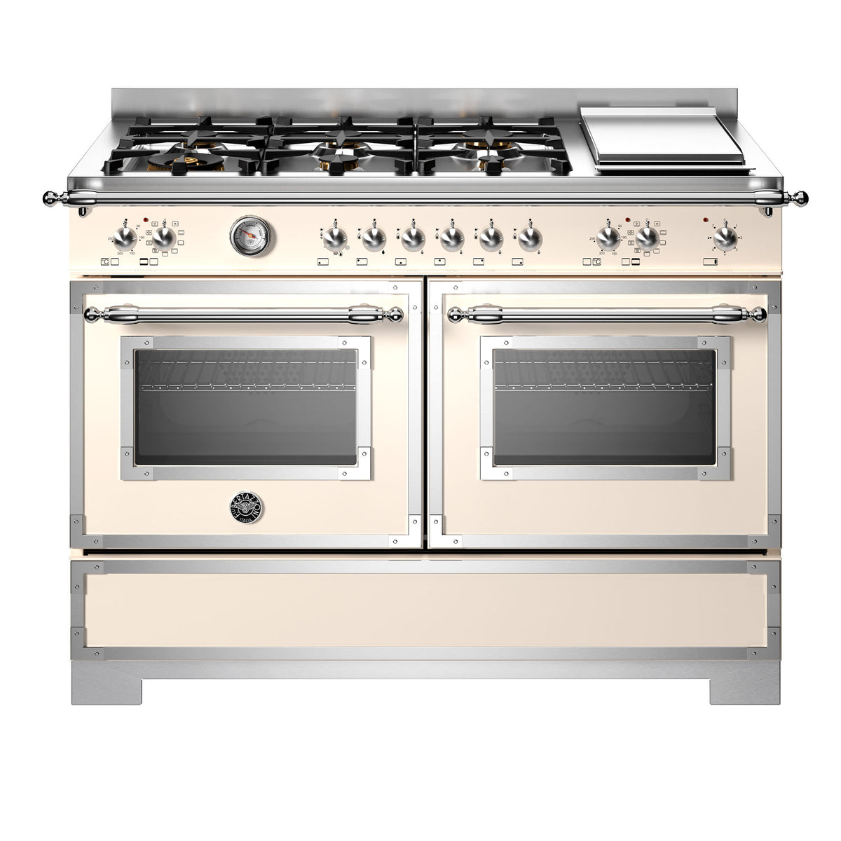 Bertazzoni Heritage gaskomfur 120 cm i elfenbenshvid med seks brændere