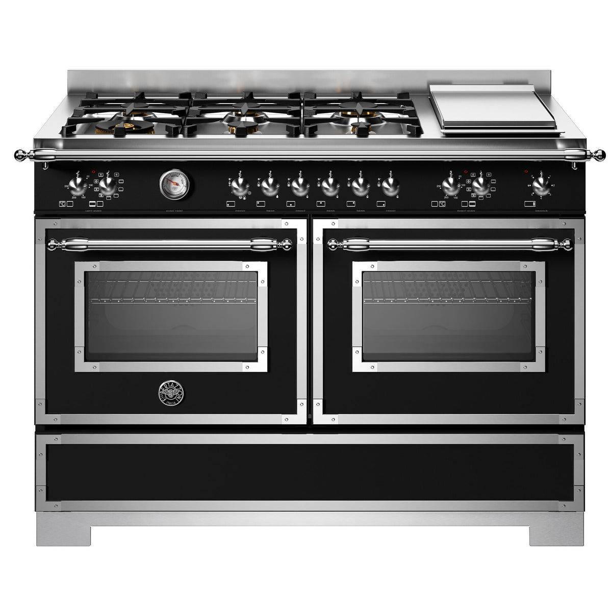 Bertazzoni Heritage gaskomfur i mat sort, 120 cm med seks brændere