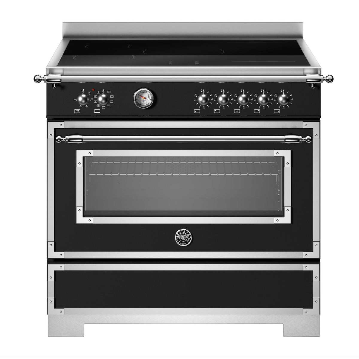 Bertazzoni Heritage induktionskomfur på 90 cm i mat sort med 5 kogezoner og ovn