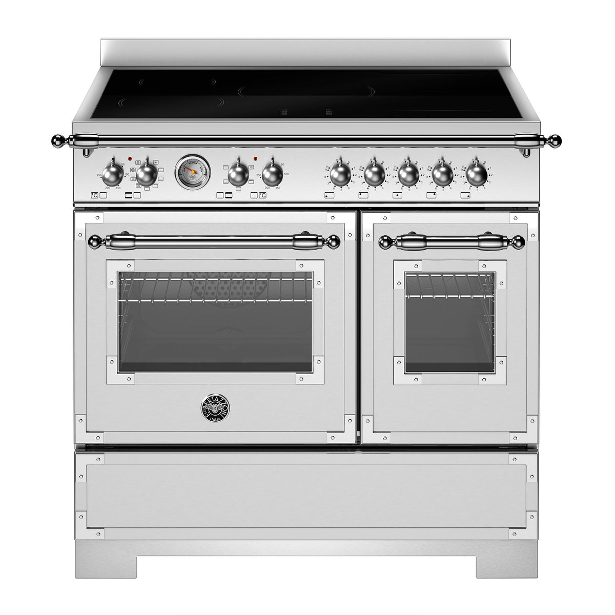 Bertazzoni Heritage induktionskomfur på 90 cm i rustfrit stål med 5 zoner og to ovne
