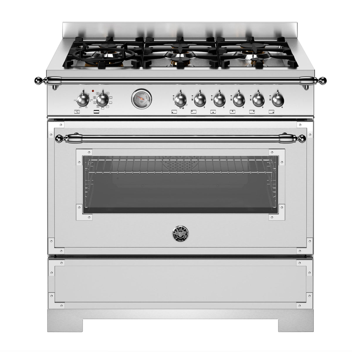 Bertazzoni Heritage gaskomfur på 90 cm i rustfrit stål med seks brændere