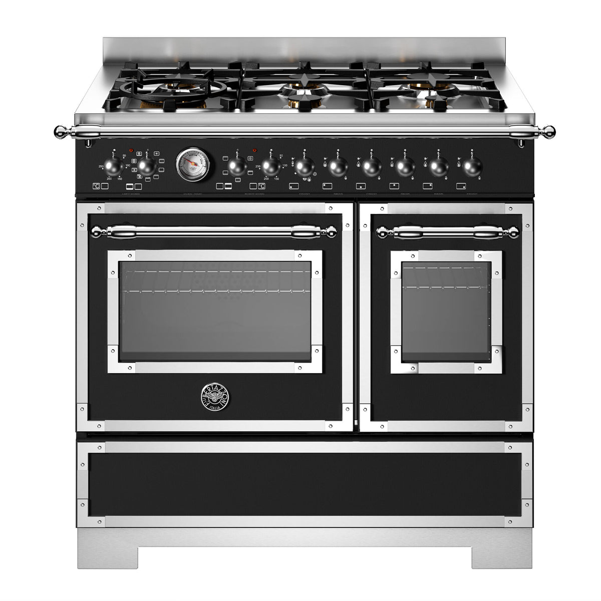 Bertazzoni Heritage gaskomfur 90 cm i mat sort med seks brændere