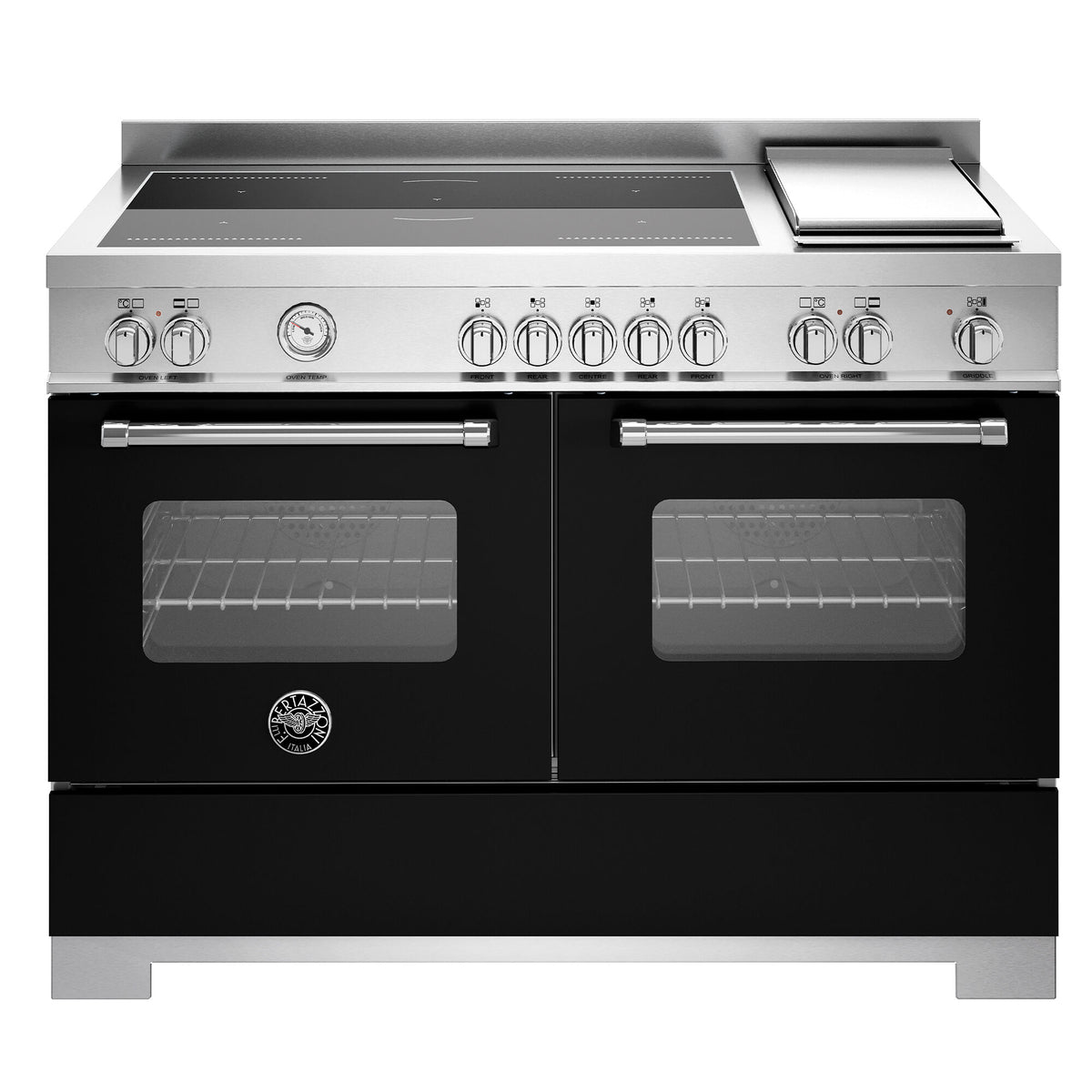 Mat sort Bertazzoni Master induktionskomfur på 120 cm med 5 zoner, stegebord og to ovne