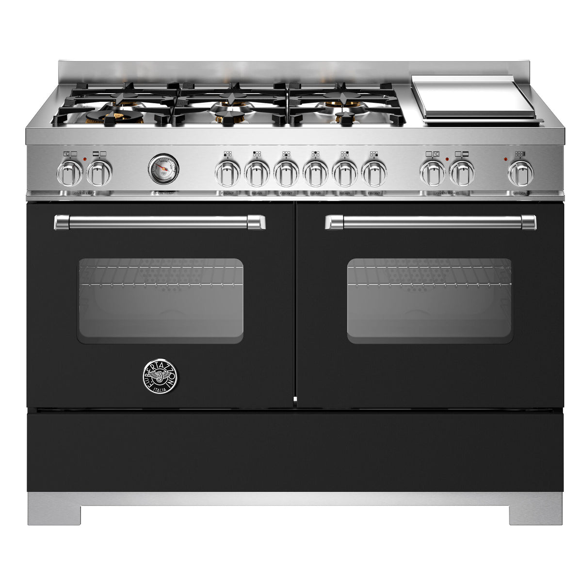 Bertazzoni Master gaskomfur 120 cm i mat sort med kromdetaljer