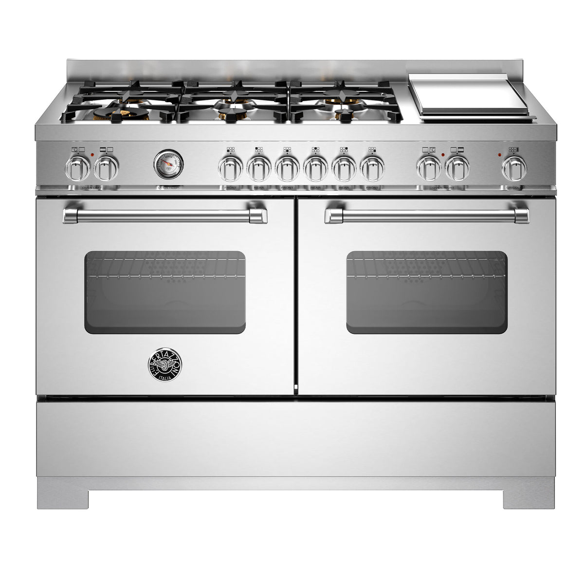 Bertazzoni Master MAS126G2EXT2 gaskomfur på 120 cm i rustfrit stål med brændere og stegebord
