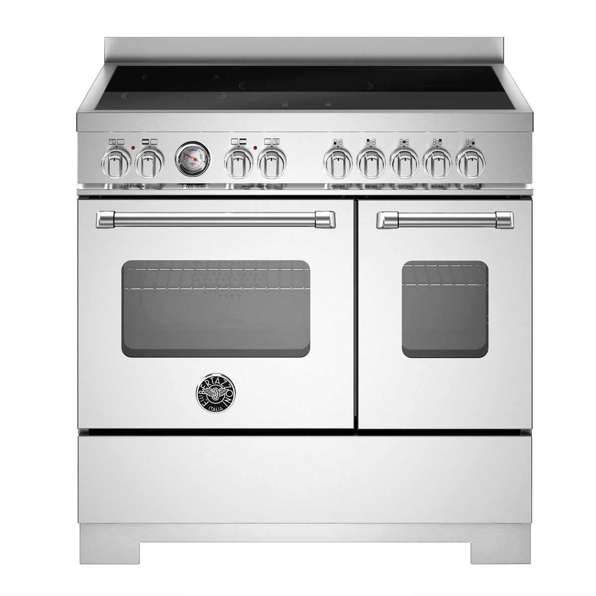 Bertazzoni Master induktionskomfur 90 cm i rustfrit stål med 5 zoner og 2 ovne