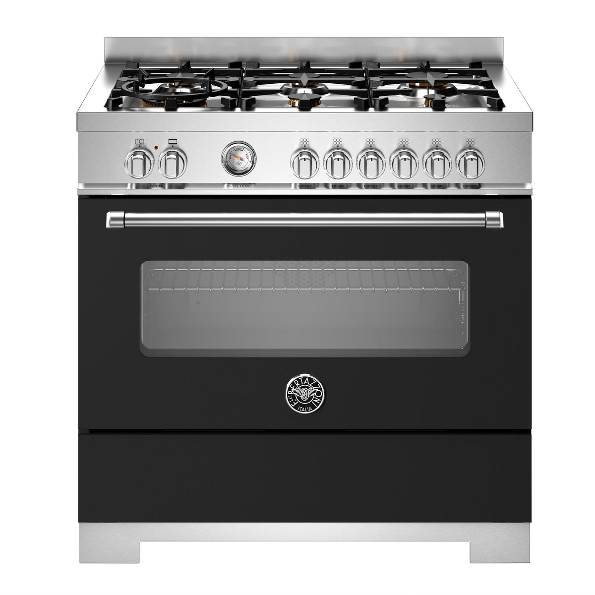 Bertazzoni Master gaskomfur på 90 cm i mat sort med seks brændere
