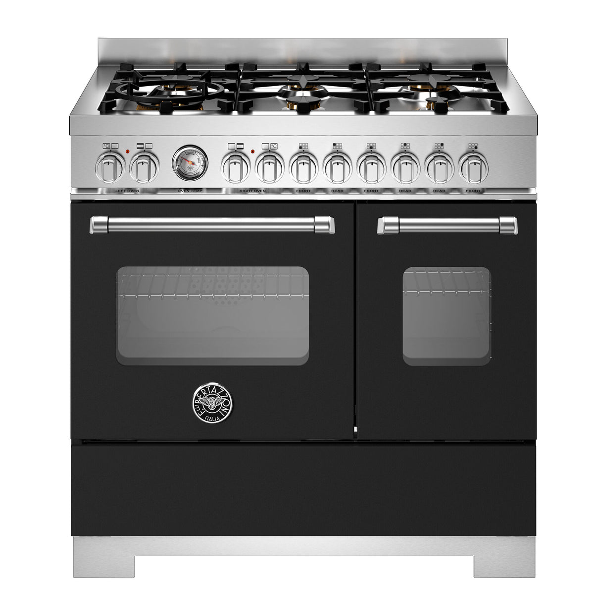 Bertazzoni Master gaskomfur i mat sort med kromdetaljer, 90 cm