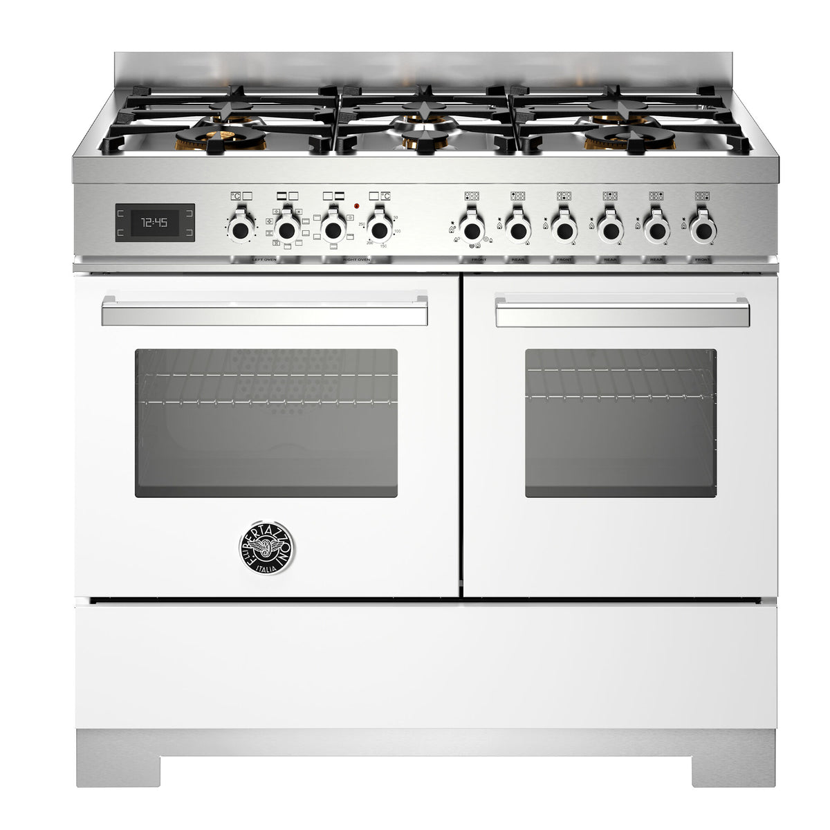 Hvidt Bertazzoni Professional gaskomfur på 100 cm med 6 brændere og 2 ovne