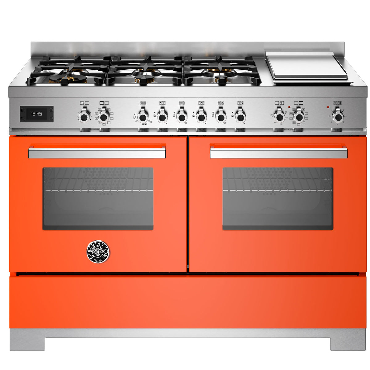 Bertazzoni Professional PRO126G2EART2 gaskomfur på 120 cm i orange med seks brændere