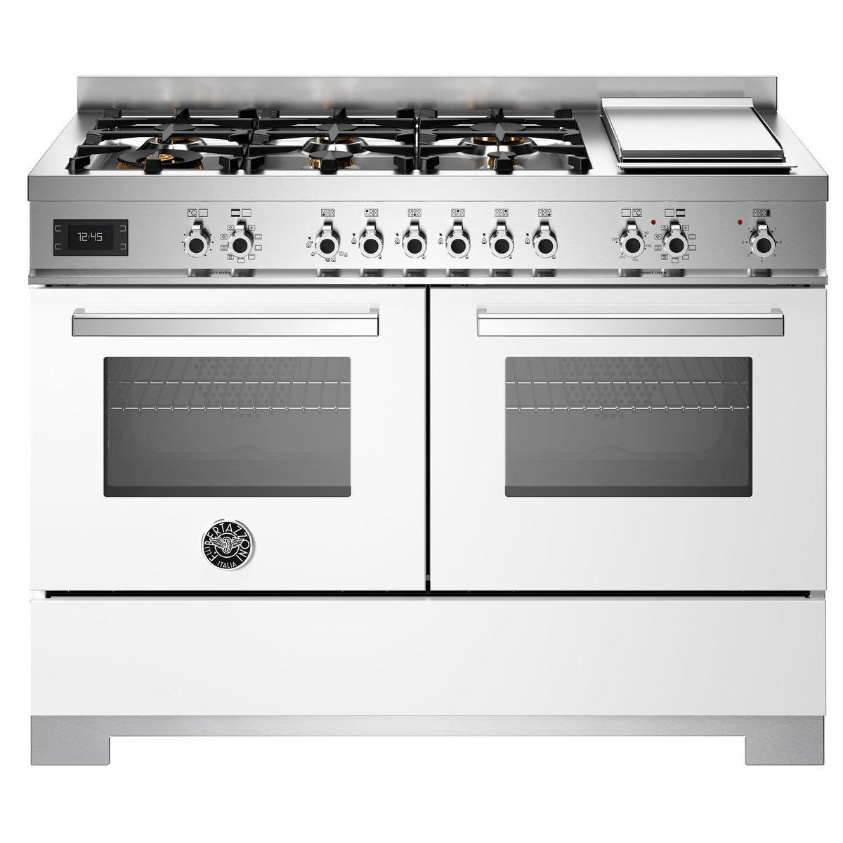 Hvidt Bertazzoni Professional gaskomfur 120 cm med 6 brændere og to ovne