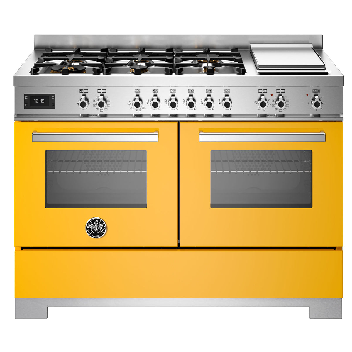 Gul Bertazzoni Professional gaskomfur, 120 cm, med seks gasbrændere og to ovne