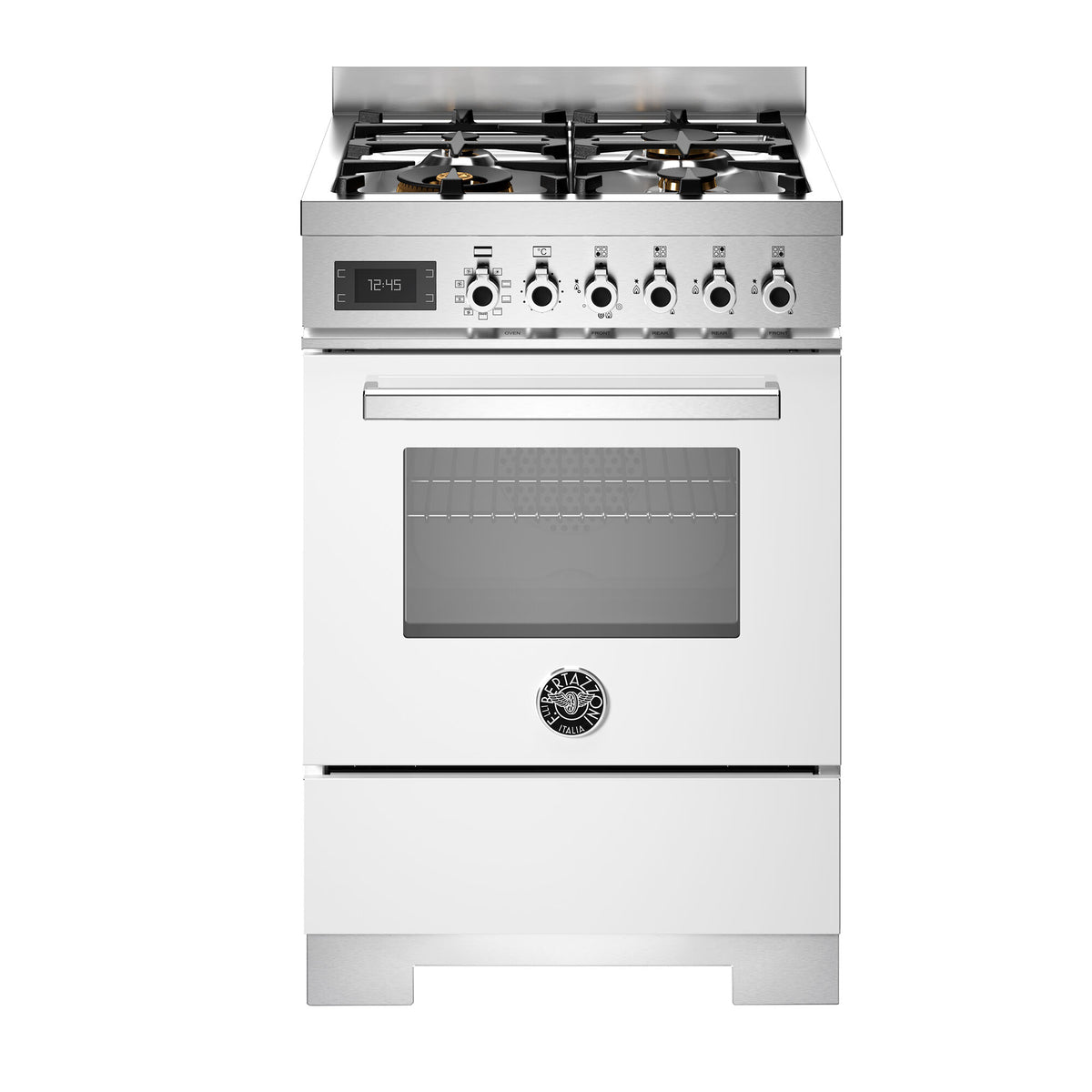 Hvidt Bertazzoni PRO64L1EBIT2 gaskomfur på 60 cm med fire gasbrændere og ovn