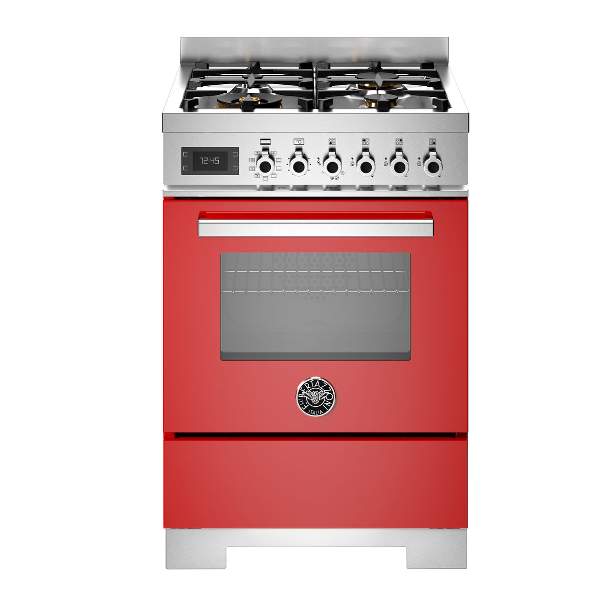 Rødt Bertazzoni Professional gaskomfur PRO64L1EROT2 på 60 cm med fire brændere