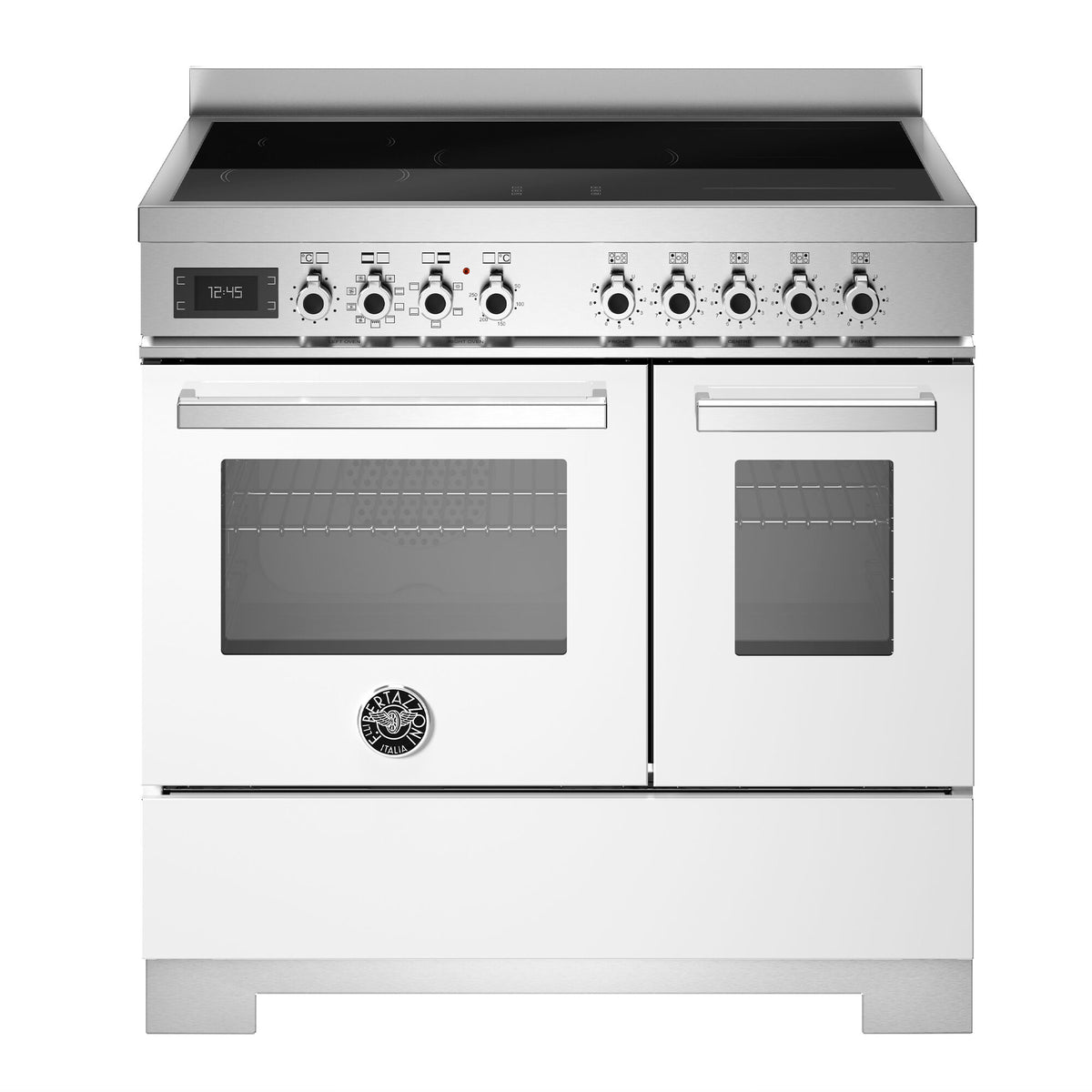 Hvidt Bertazzoni Professional induktionskomfur på 90 cm med 5 zoner og 2 ovne