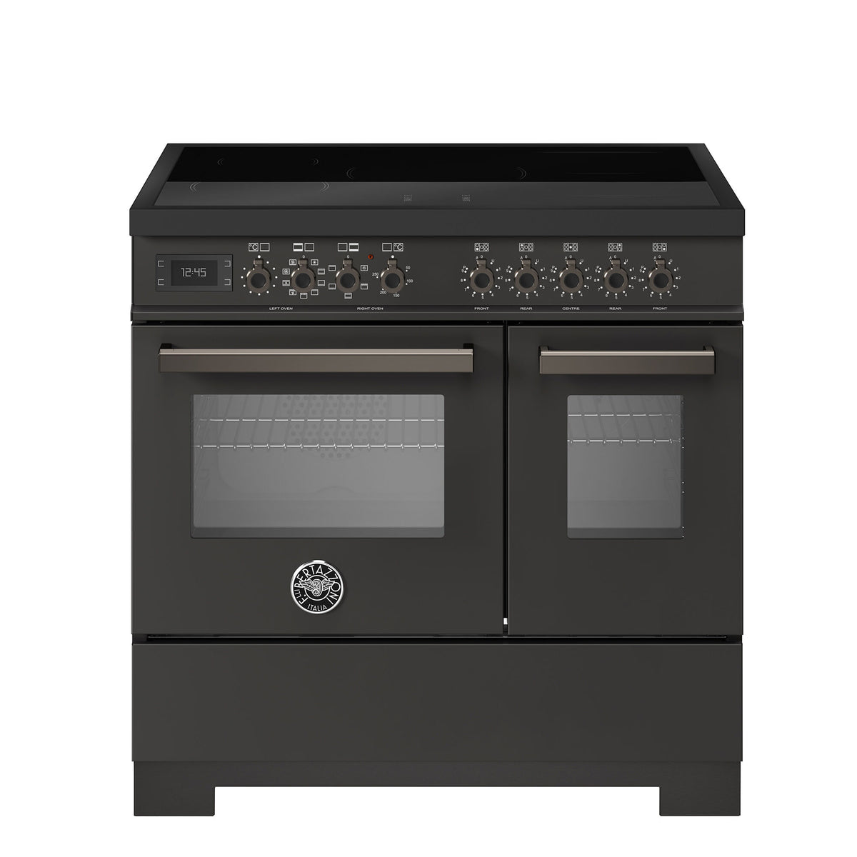 Bertazzoni Professional induktionskomfur 90 cm i finishen carbonio med 5 zoner og 2 ovne