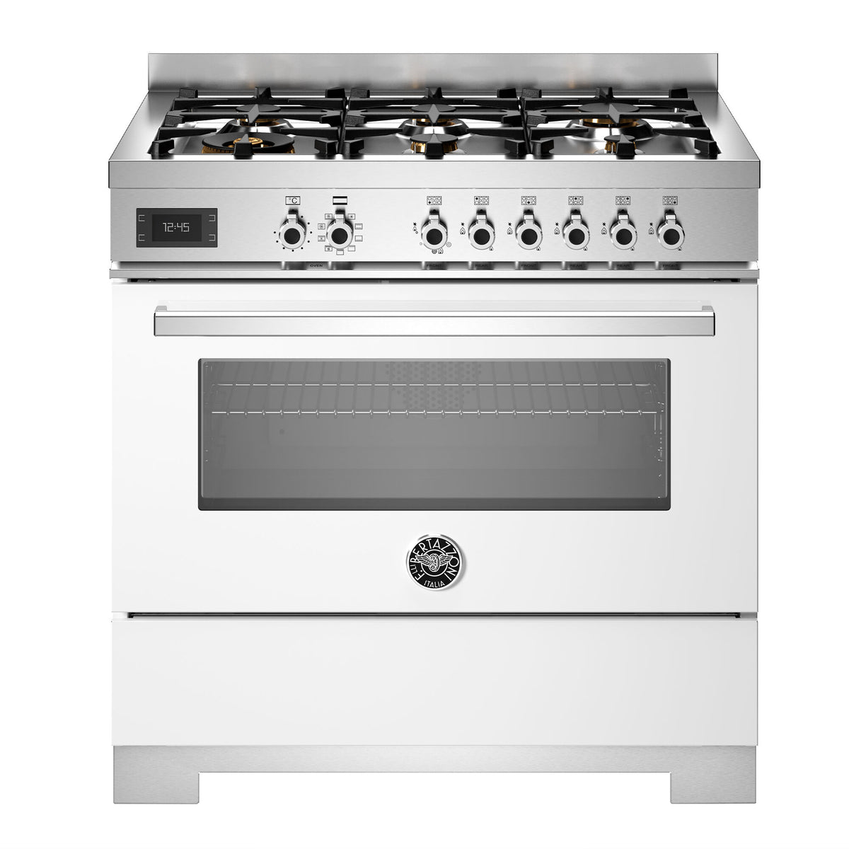 Bertazzoni Professional gaskomfur i hvid, 90 cm med seks gasbrændere og ovn