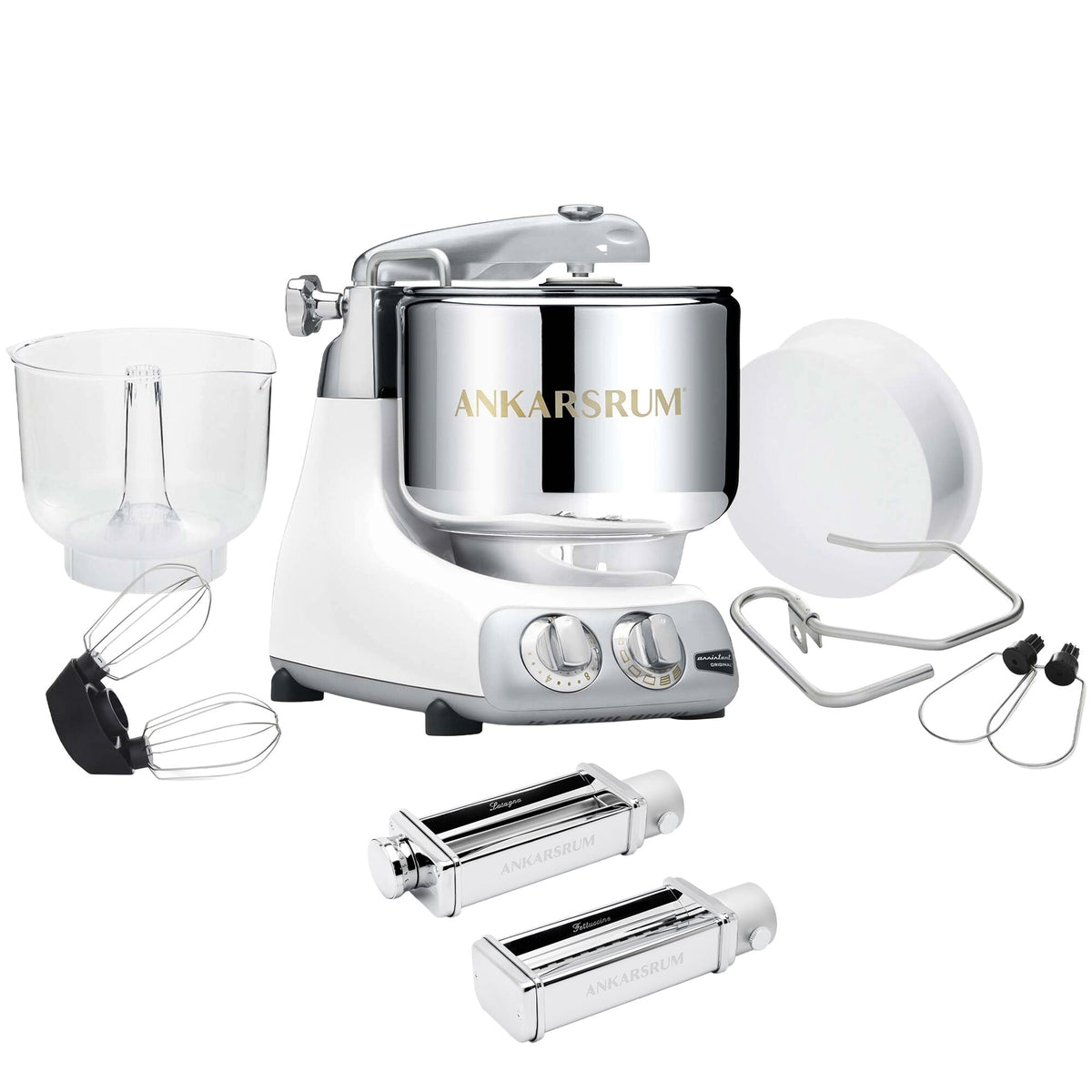 Ankarsrum Assistent Original AKM 6230 køkkenmaskine i mineral white med pastakit