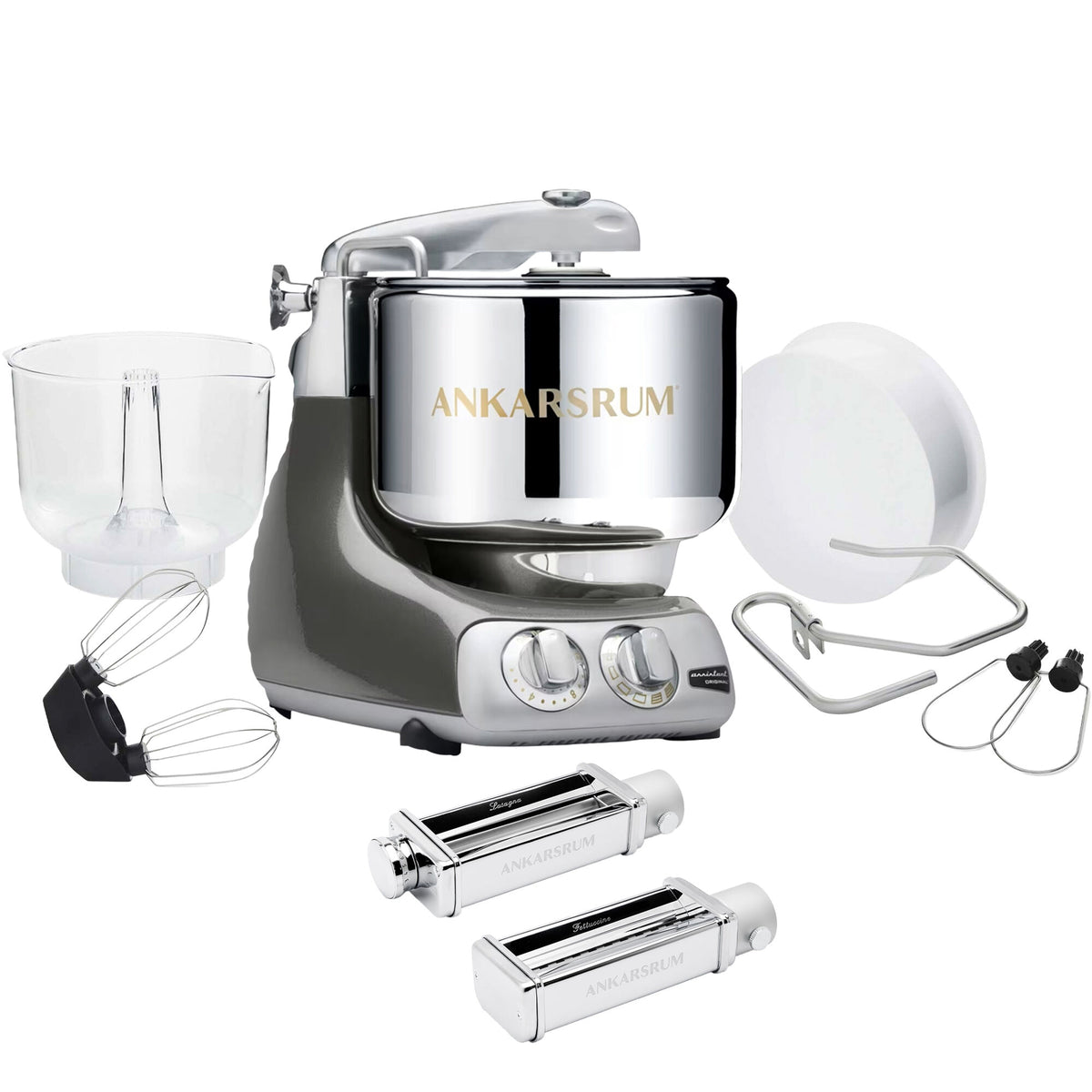 Ankarsrum Assistent Original AKM 6230 køkkenmaskine i black chrome med pastakit