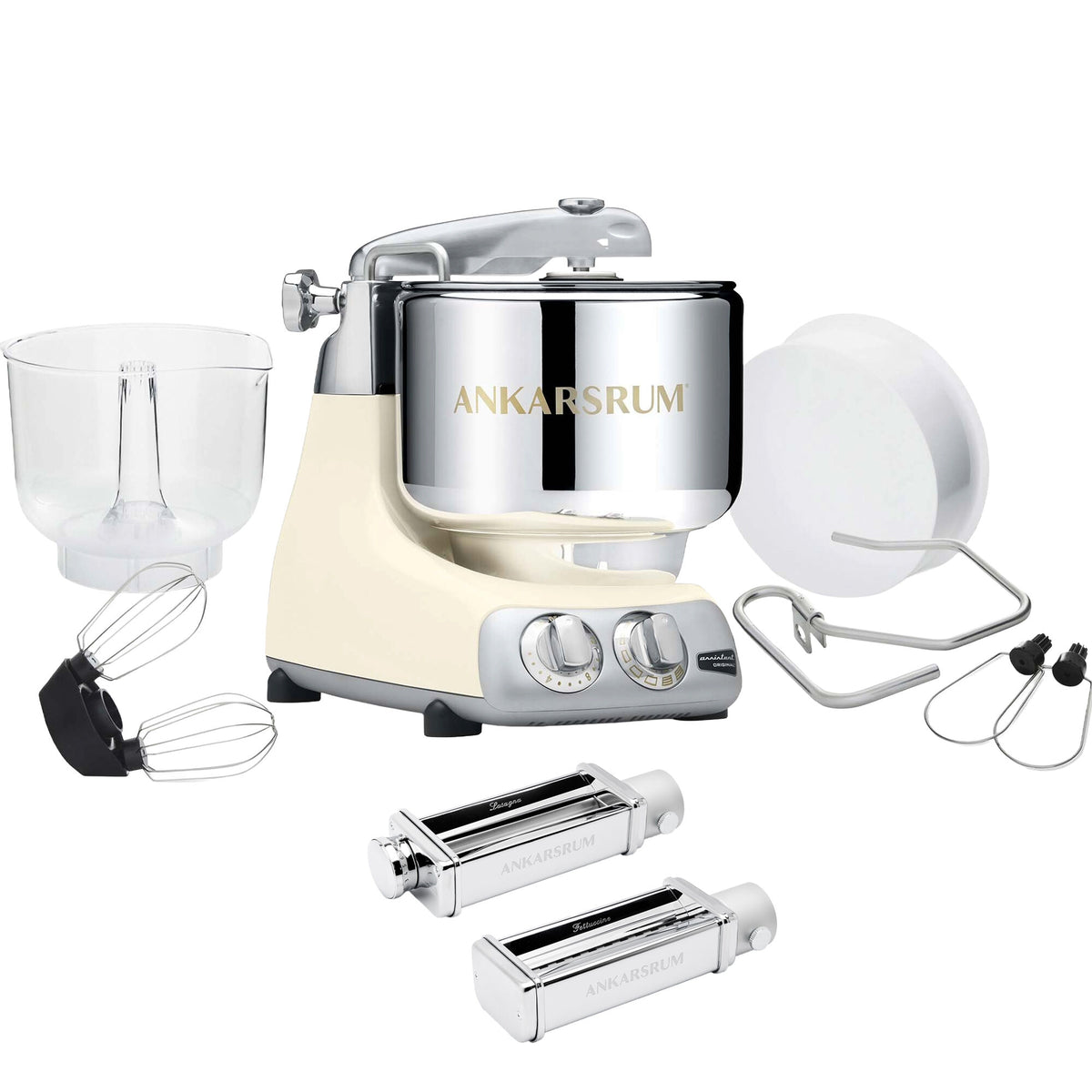 Ankarsrum Assistent Original AKM 6230 køkkenmaskine i light creme med pastakit