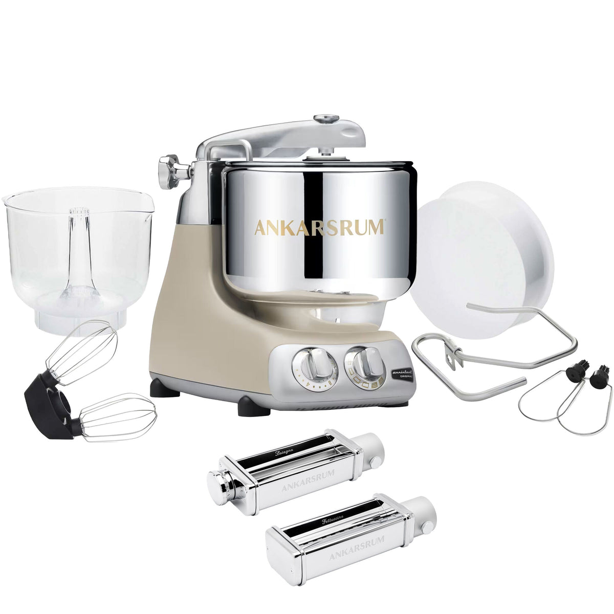 Ankarsrum Assistent Original AKM 6230 køkkenmaskine i farven harmony beige med pastakit