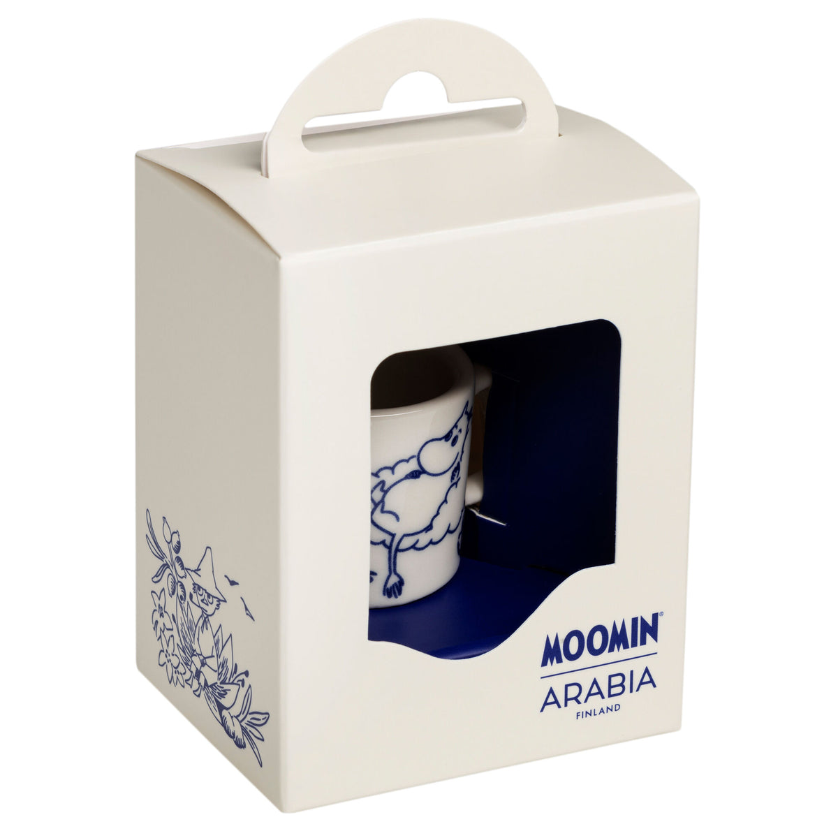 Moomin Arabia Mumi Haru minikrus i blå og hvid porcelæn med Mumitrolden