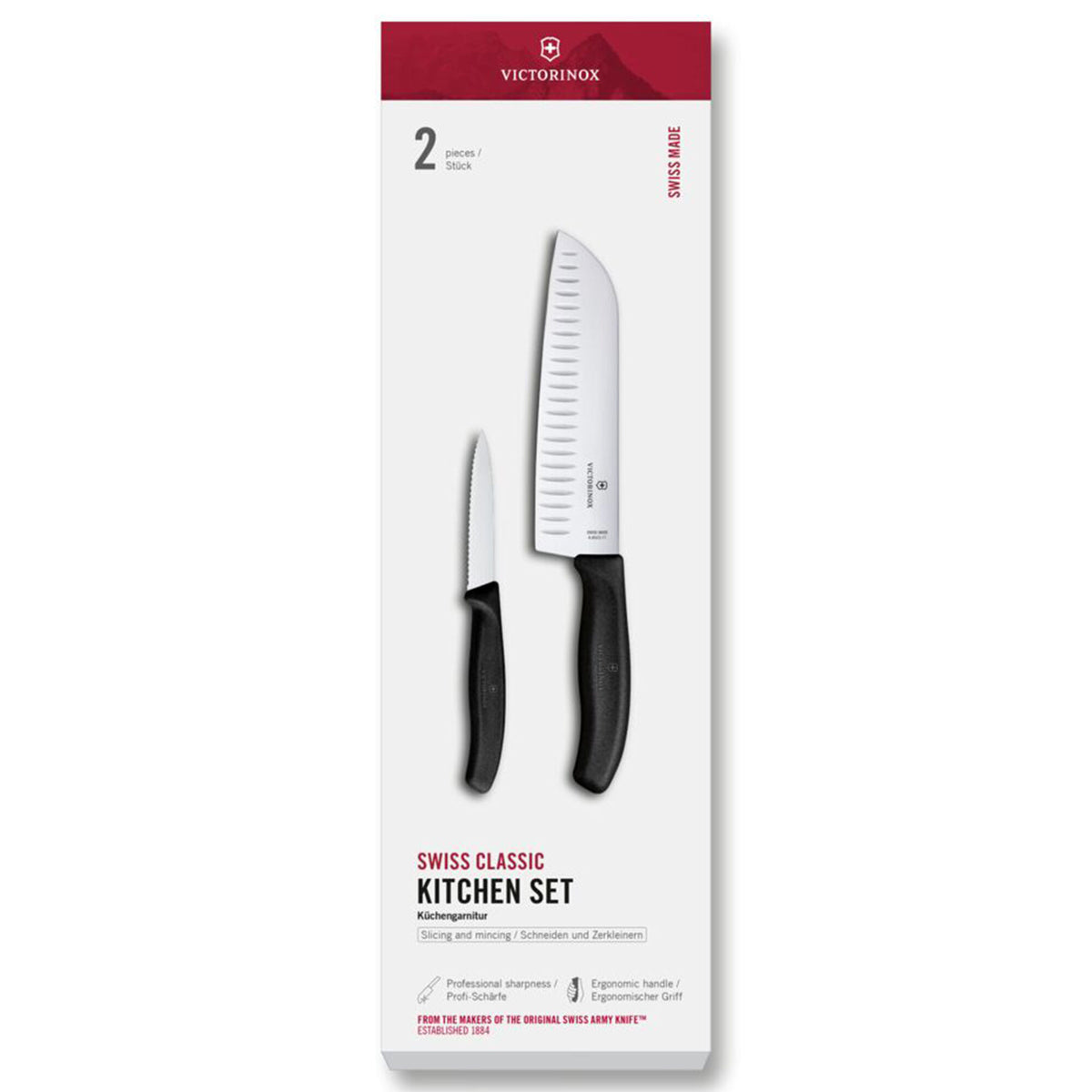 Victorinox Swiss Classic knivsæt med to sorte knive, heriblandt en tomatkniv
