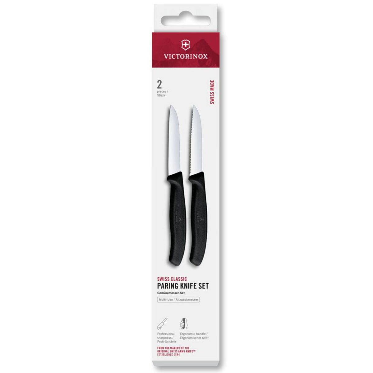 Victorinox Swiss Classic sæt med to sorte små knive på 8 cm