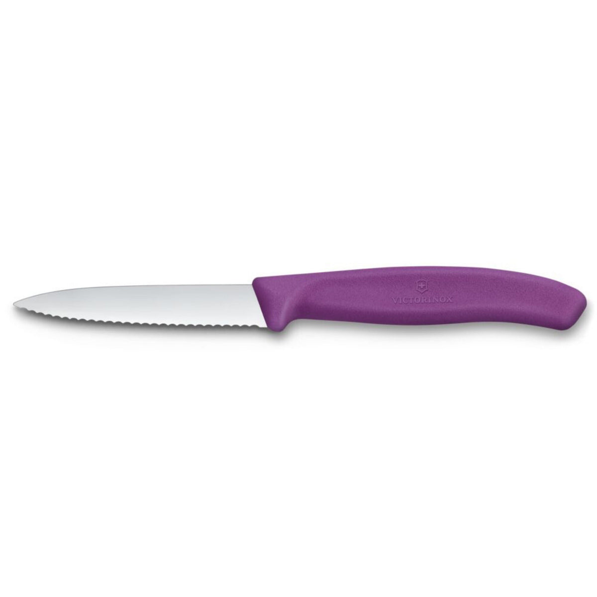 Victorinox Swiss Classic tomatkniv i lilla med savtakket blad på 8 cm