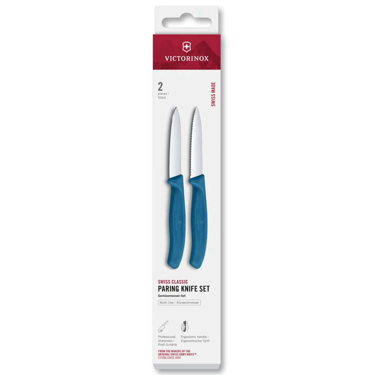 Victorinox Swiss Classic knivsæt med urtekniv og tomatkniv i blå, 8 cm blad