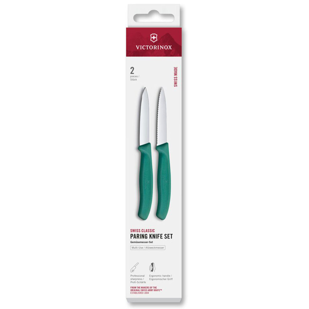 Victorinox Swiss Classic urtekniv og tomatkniv med grønne håndtag, 2-pak med 8 cm blad
