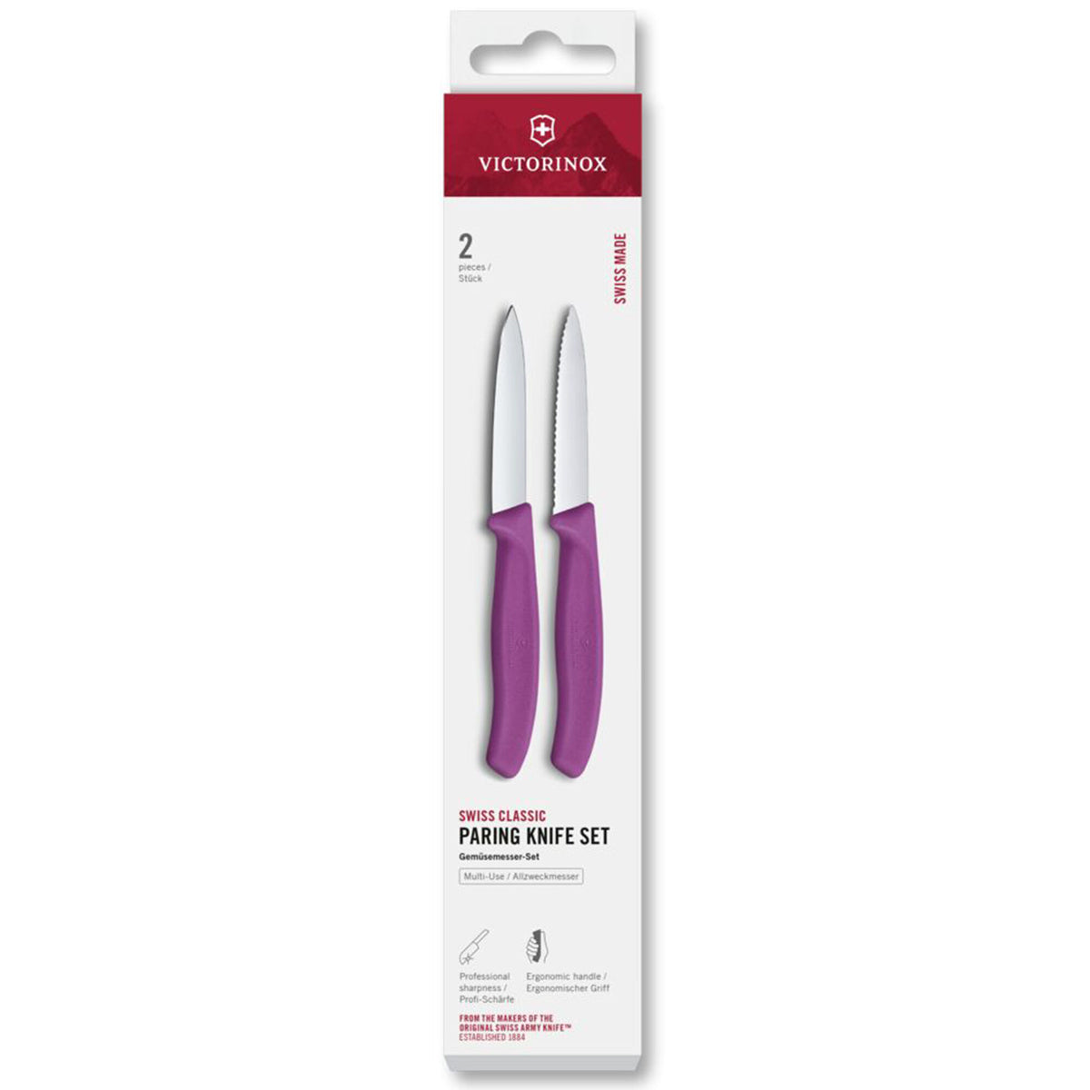 Victorinox Swiss Classic 2-pak med urtekniv og tomatkniv i lilla, 8 cm blad