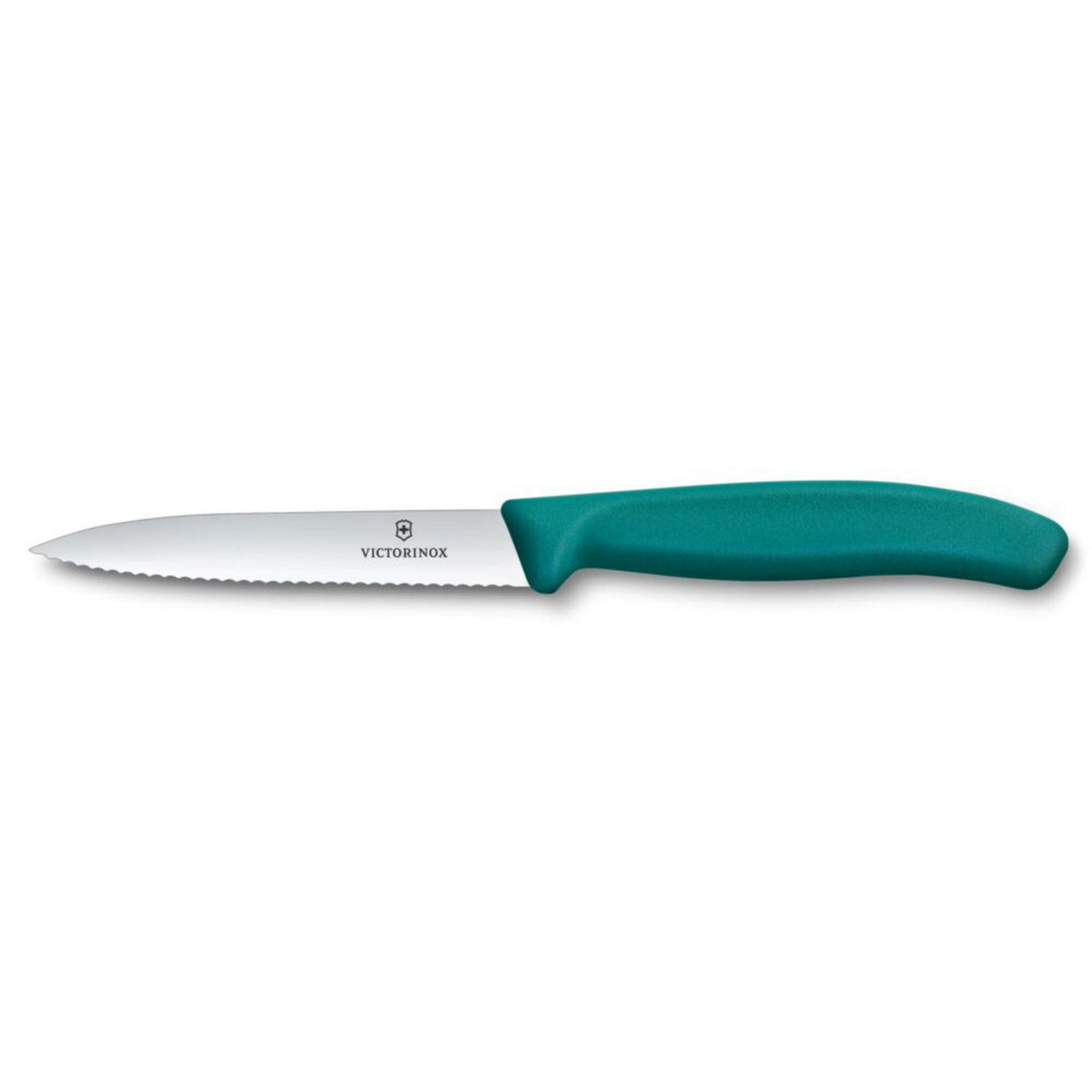 Victorinox Swiss Classic tomatkniv i grøn med bølget blad og spids top, 10 cm