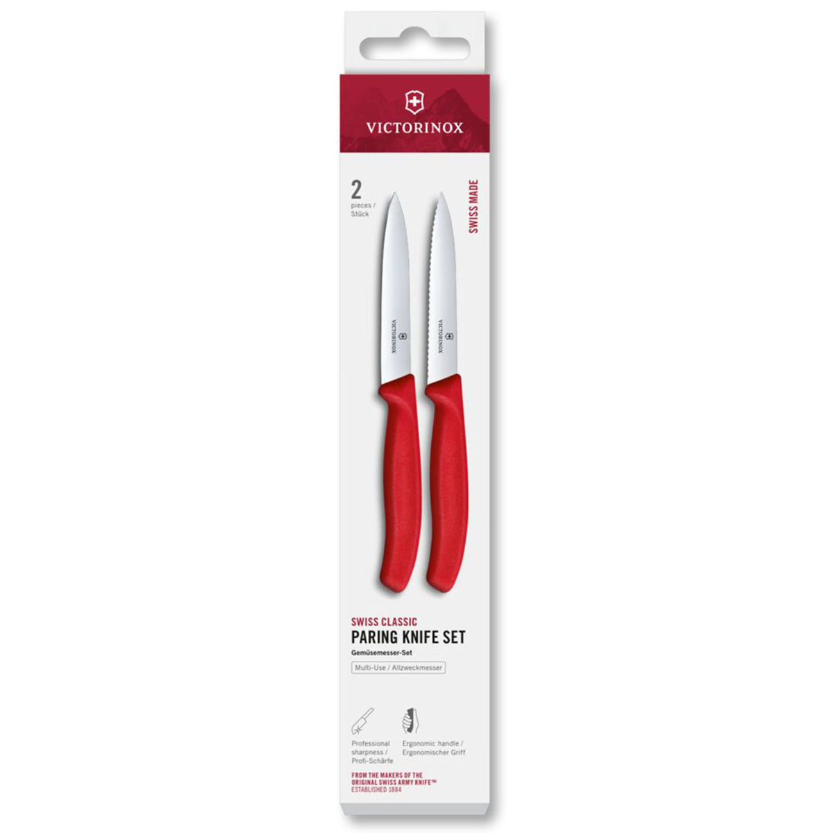 Rødt sæt fra Victorinox Swiss Classic med urtekniv og tomatkniv på 10 cm