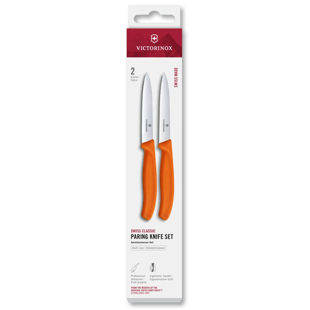 Victorinox Swiss Classic knivsæt i orange med urtekniv og tomatkniv, 10 cm blade