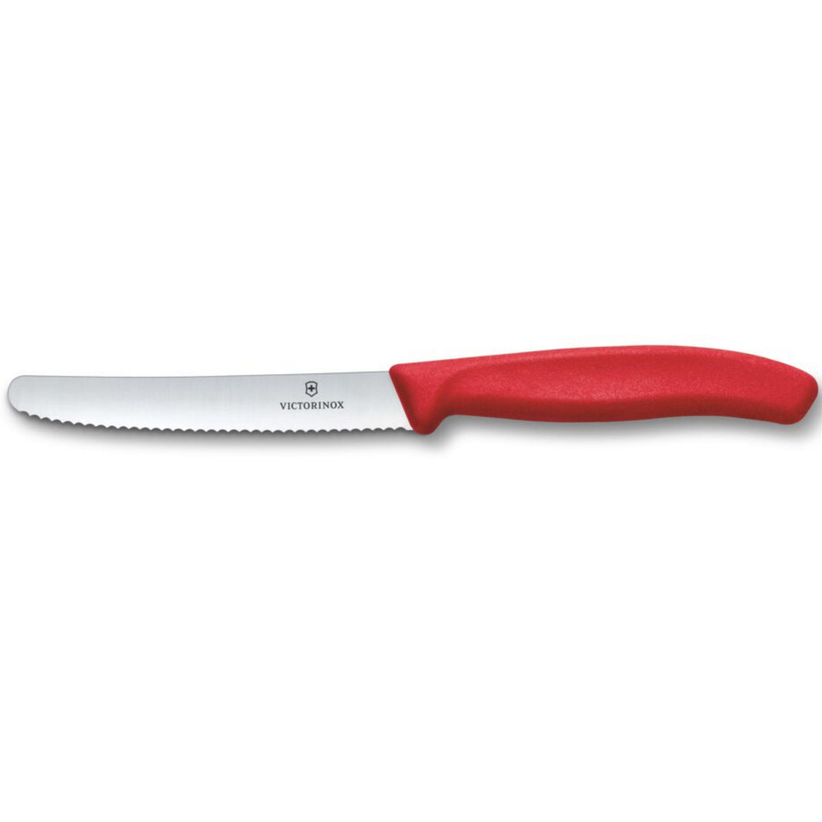 Victorinox Swish Classic tomatkniv med rødt skaft og savtakket blad på 11 cm