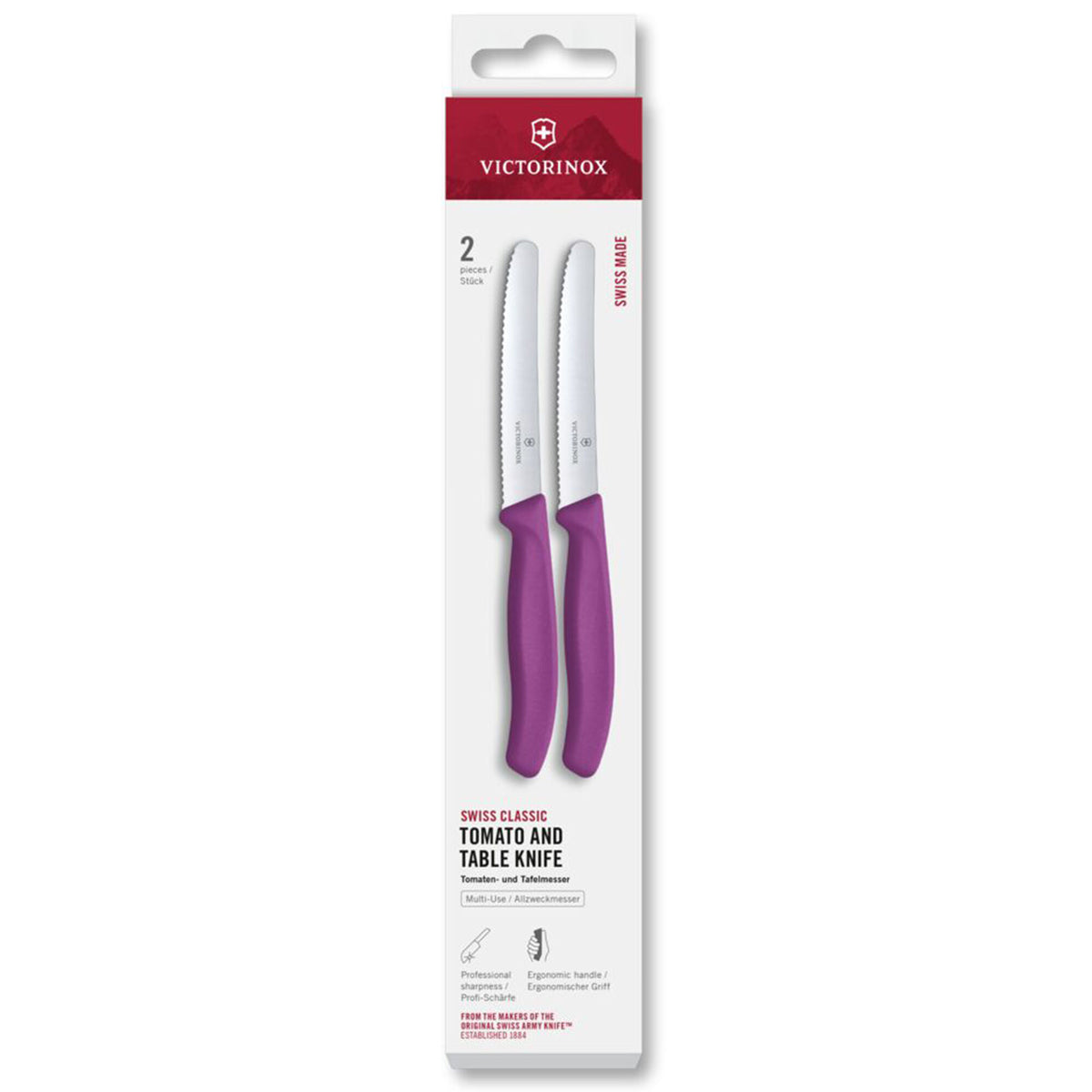 Victorinox Swiss Classic tomatknive i lilla, 11 cm, 2-pak