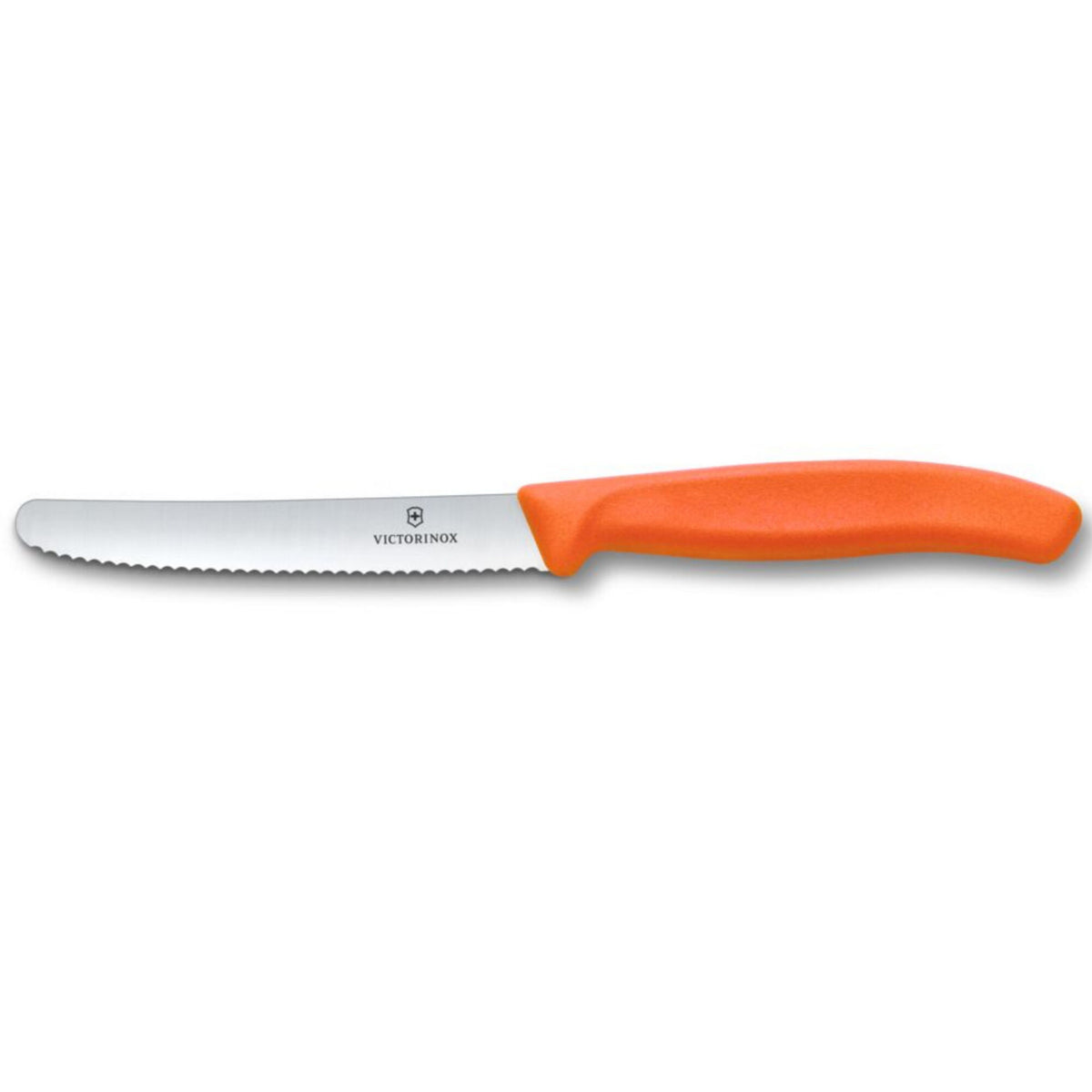 Victorinox Swish Classic tomatkniv i orange med savtakket blad på 11 cm