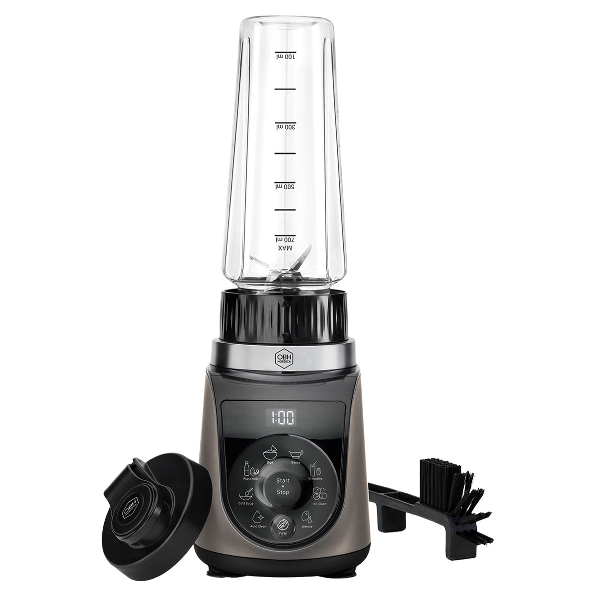 Grå OBH Nordica Blend Up blender på 700 ml til mixning direkte i flasken