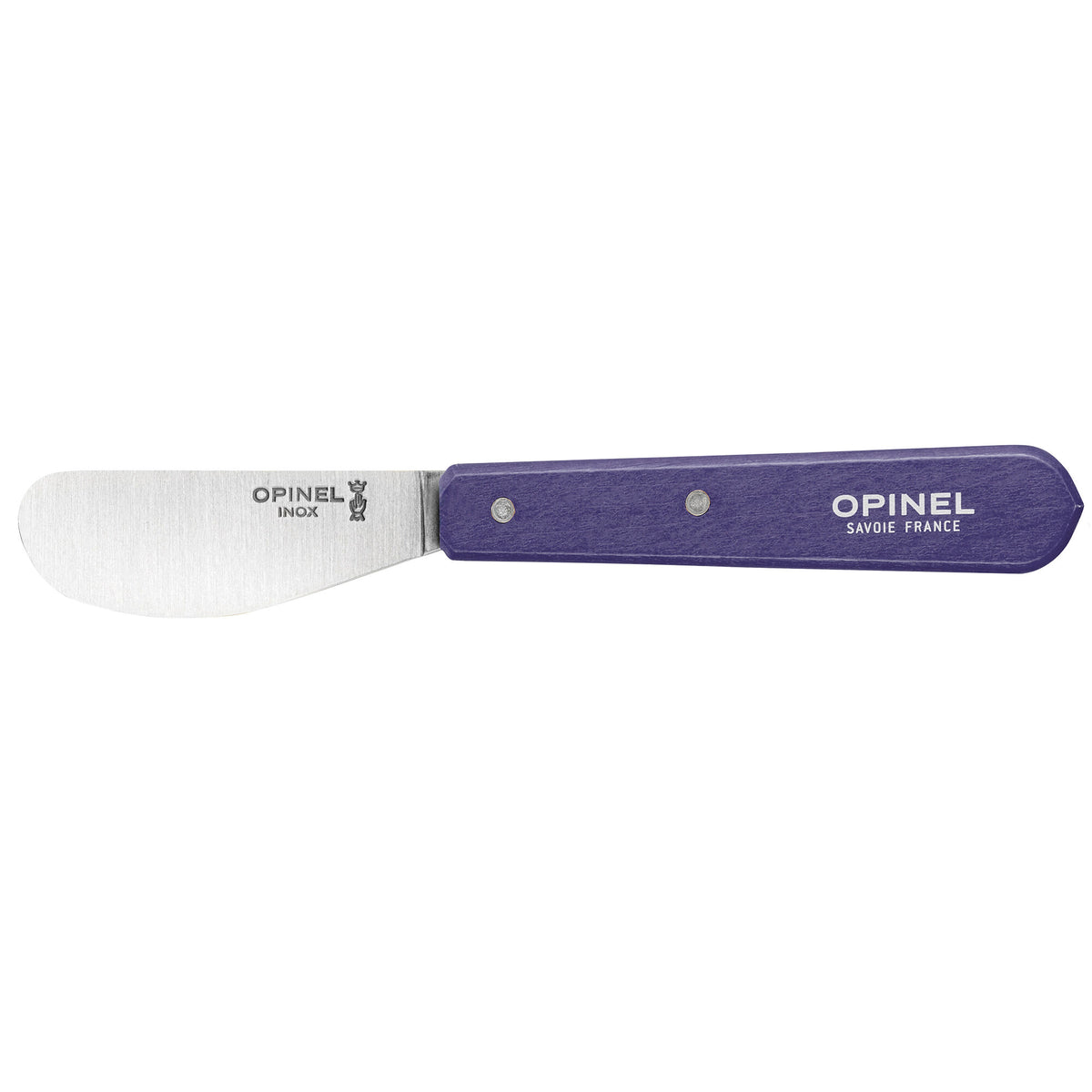Smørkniv med lilla håndtag og bredt blad, Opinel N°117