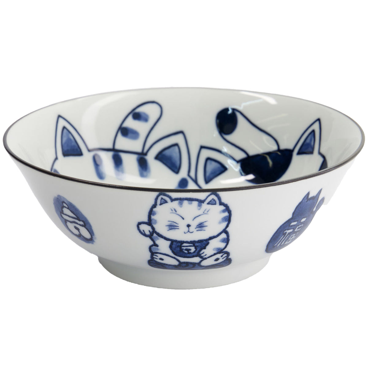 Tokyo Design Studio Kawaii Cat Neko ramenskål med kattemotiv på lys bund