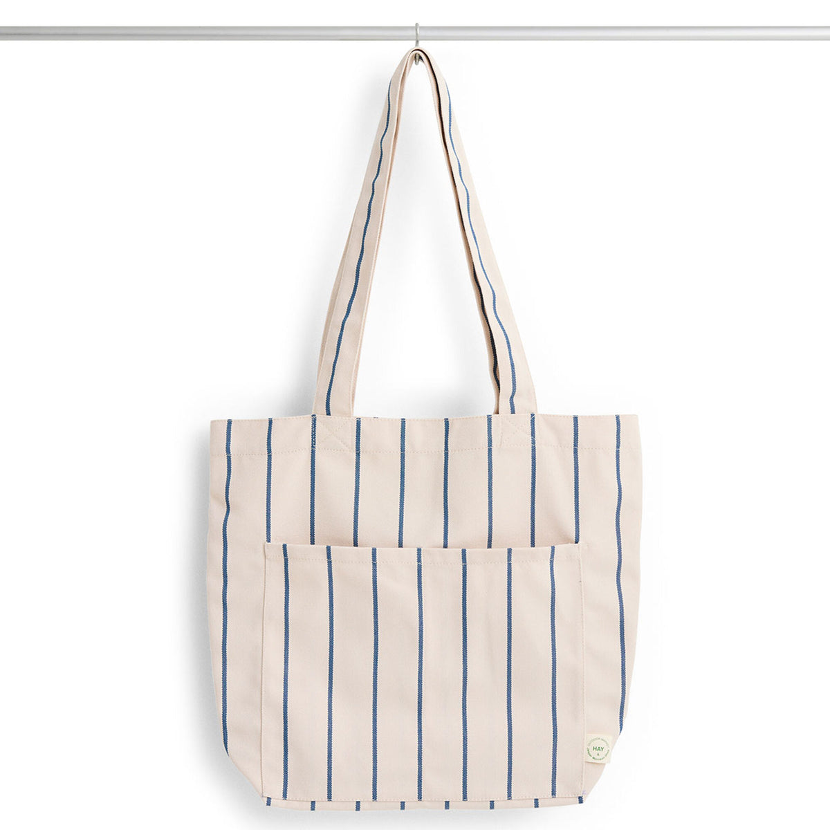 Hay Outdoor Market stofpose i medium i beige og blå med håndtag og yderlomme