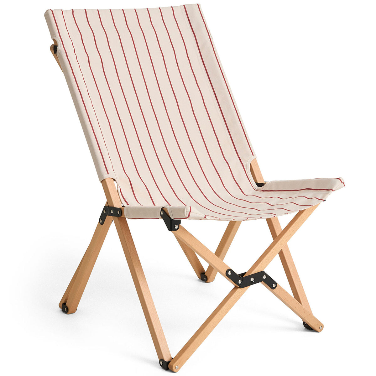 Sammenklappelig Hay Outdoor Market stol i beige og rød designet af Jasper Morrison