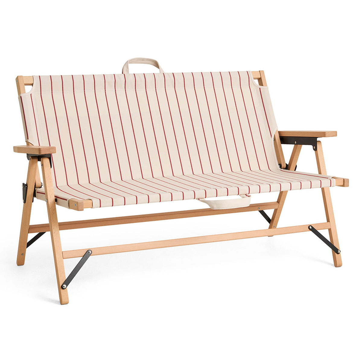 Hay Outdoor Market sammenklappelig sofa i beige og rød med håndtag