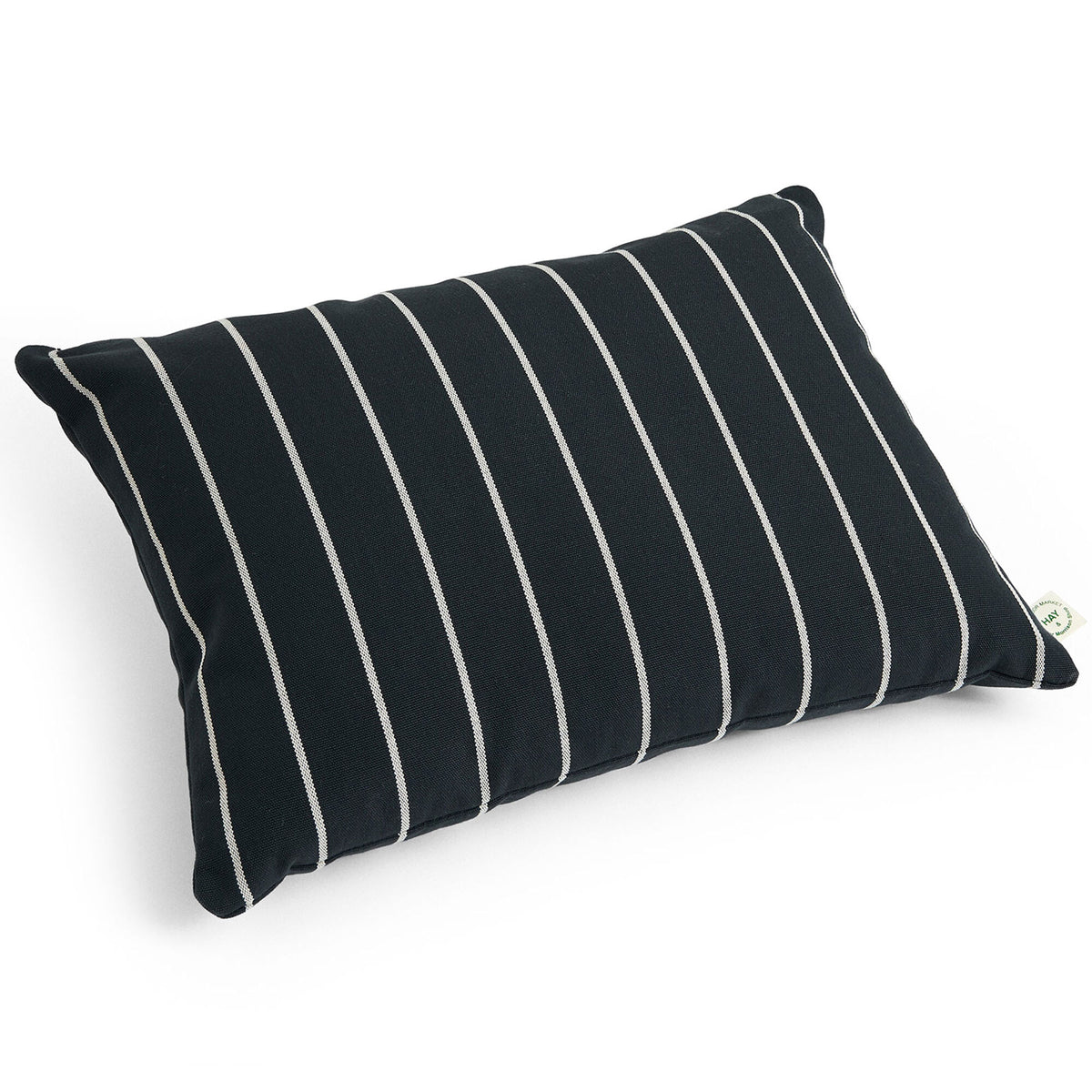 Stribet Hay Outdoor Market pude i sort og beige, 45 × 35 cm