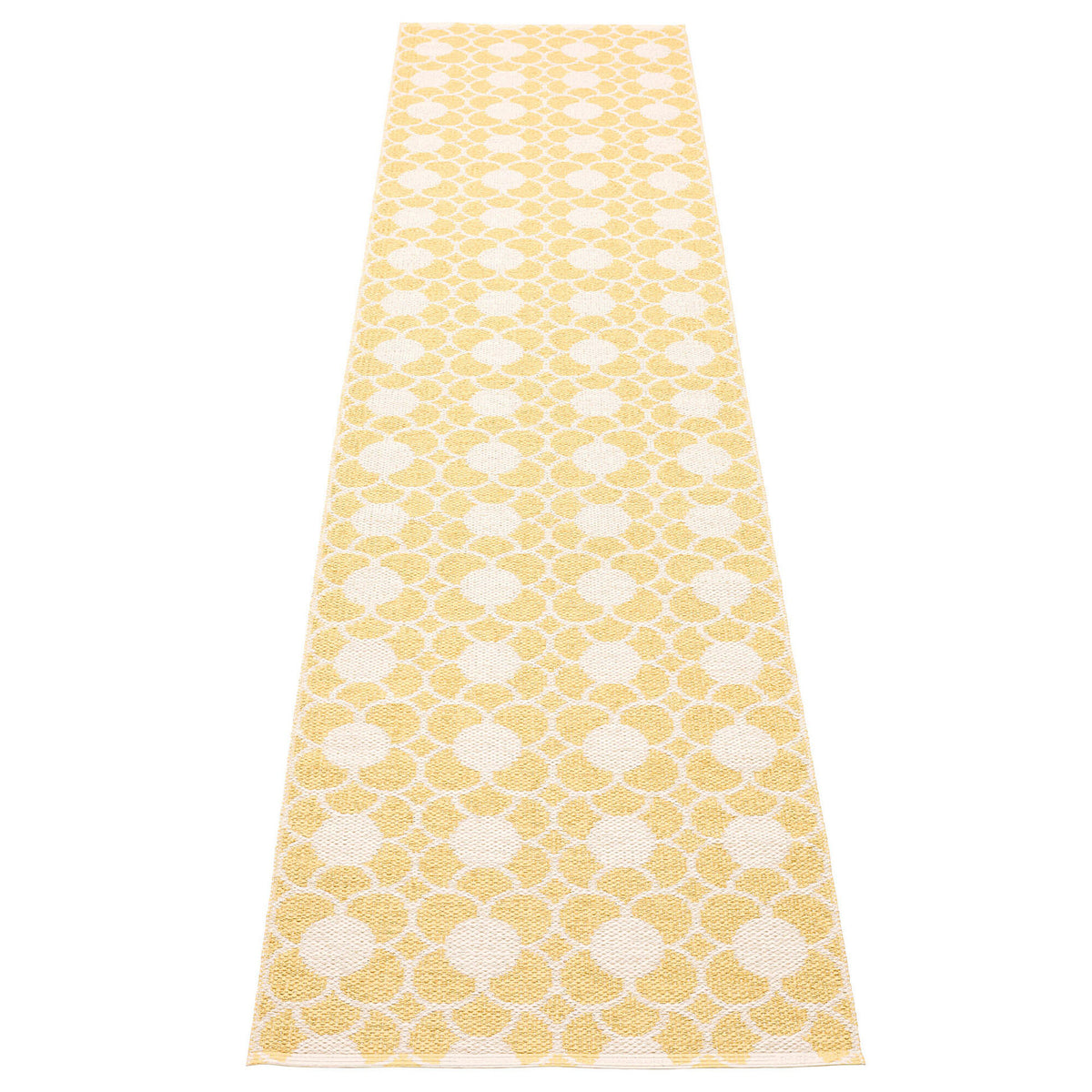 Pappelina Anya gulvtæppe i pale yellow og vanilla, 300 × 70 cm