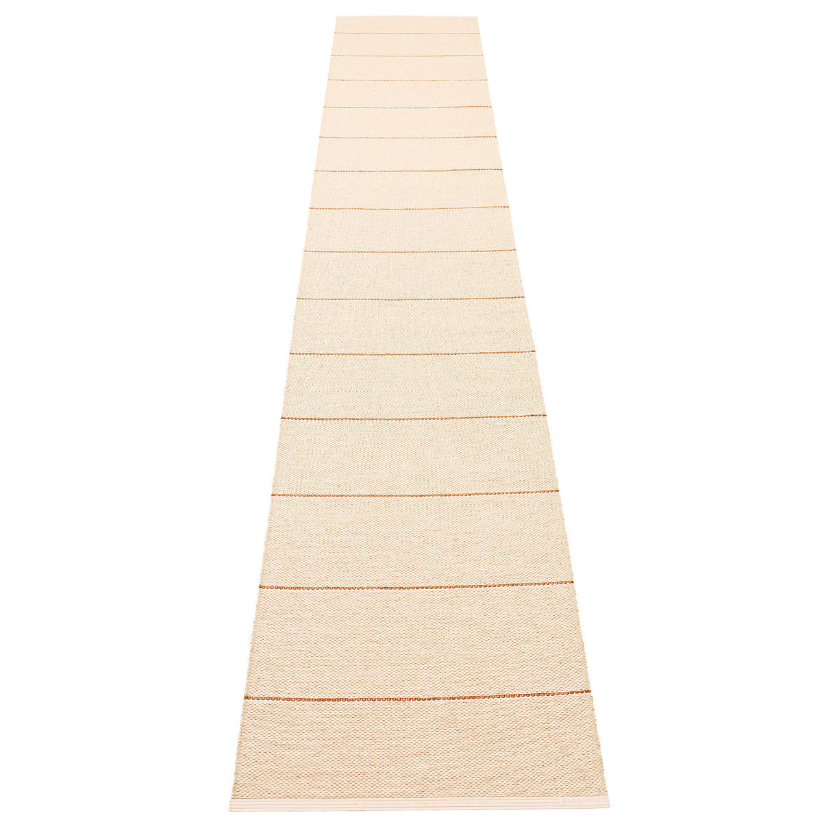 Pappelina Lea gulvtæppe 375 × 70 cm i beige, rust og vanilla