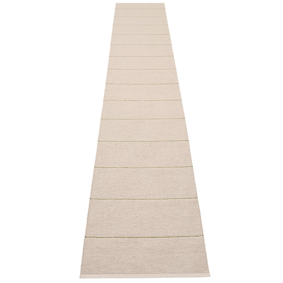 Pappelina Lea gulvtæppe, 375 x 70 cm, i farverne linen, pine og vanilla